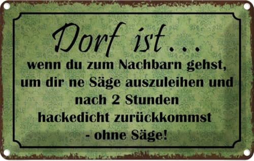 vianmo Blechschild 12x18 cm 'Dorf ist wenn du zum Nachbarn gehst' - Vintage Metallschild Deko Schild lustig Geschenkidee Wanddeko vianmo Blechschild 12x18 cm 'Dorf ist wenn du zum Nachbarn gehst' - Vintage Metallschild Deko Schild lustig Geschenkidee Wanddeko von vianmo