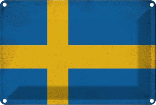 vianmo Blechschild 12x18 cm Schweden Flag of Sweden Vintage Deko Geschenk Metall Schild von vianmo
