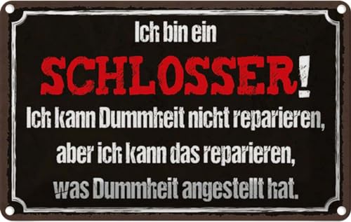 vianmo Blechschild 12x18 cm bin Schlosser kann reparieren Deko Geschenk Metall Schild von vianmo