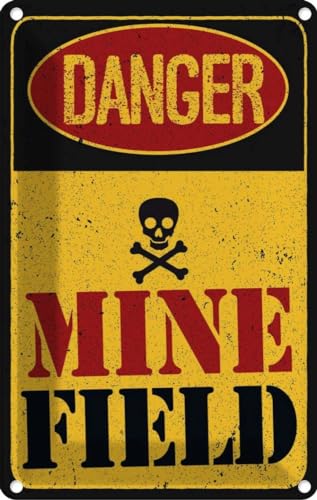 vianmo Blechschild 18x12 cm Achtung Danger Mine Field Minenfeld Deko Geschenk Metall Schild von vianmo