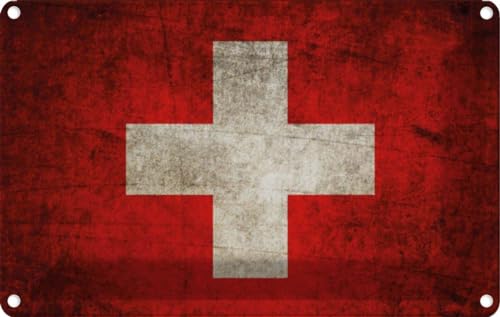 vianmo Blechschild 12x18 cm Schweiz Fahne Deko Geschenk Metall Schild von vianmo