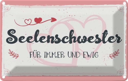 vianmo Blechschild 12x18 cm Seelenschwester Für immer und Ewig Deko Geschenk Metall Schild von vianmo