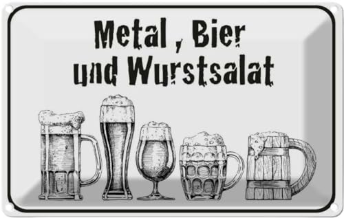 vianmo Blechschild 20x30 cm Bier und Wurstsalat Deko Geschenk Metall Schild von vianmo