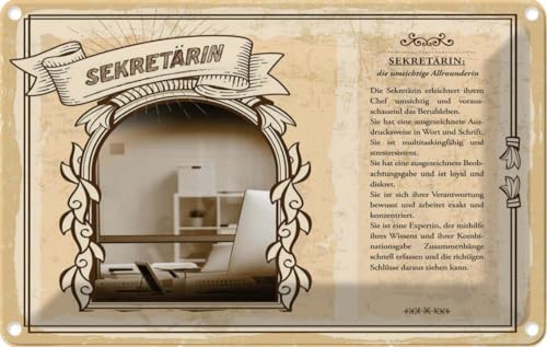 vianmo Blechschild 20x30 cm Sekretärin Deko Geschenk Metall Schild von vianmo