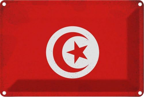 vianmo Blechschild 20x30 cm Tunesien Flag of Tunisia Vintage Deko Geschenk Metall Schild von vianmo