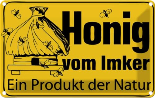 vianmo Blechschild 20x30 cm honig vom Imker Naturprodukt Deko Geschenk Metall Schild von vianmo