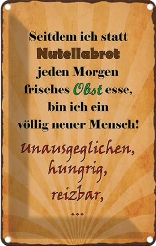 vianmo Blechschild 30x20 cm statt Nutellabrot frisches Obst Deko Geschenk Metall Schild von vianmo