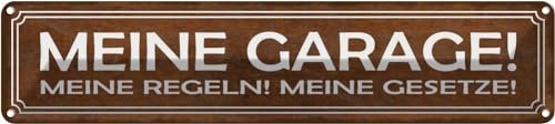 vianmo Blechschild 10x46 cm meine Garage Regeln Gesetze Deko Geschenk Metall Schild von vianmo