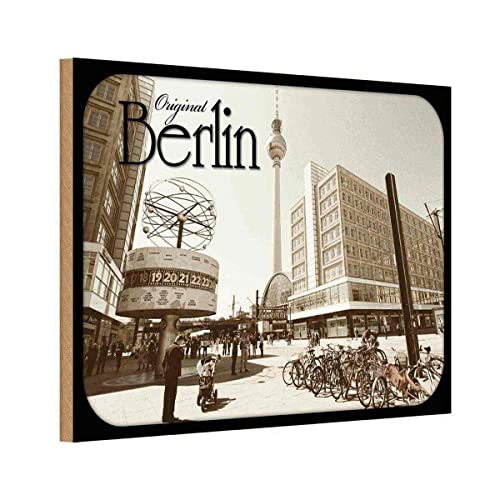 vianmo Holzschild 12x18 cm Berlin original Fernsehturm Foro Deko Geschenk Holz Schild von vianmo