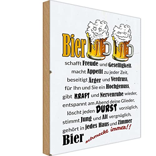 vianmo Holzschild 30x20 cm Alkohol Bier schmeckt immer Freude Deko Geschenk Holz Schild von vianmo