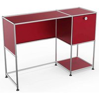 viasit System4 Schreibtisch rubinrot rechteckig, Rundrohrgestell silber 116,0 x 41,0 cm von viasit