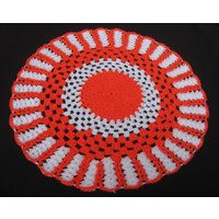 2 Teile.deckchen/ Deckchen/ Gehäkeltes Tischset/ Oranges Und Weißes Geschenkartikel/ Geschenkidee/ von vibrantscarves