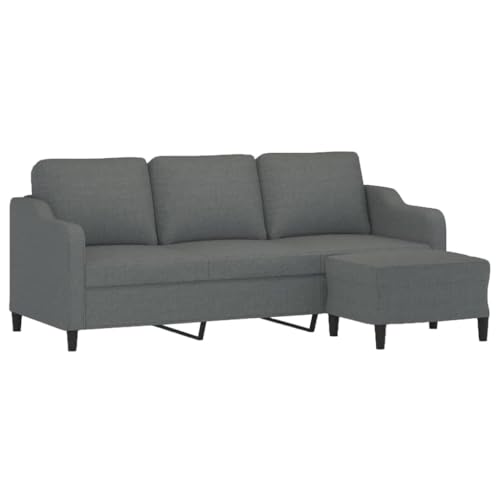 vidaXL Sofa 3 Sitzer, Couch mit Fußhocker, Liegesofa für Wohnzimmer, Polstersofa Sessel Relaxsofa Loungesofa Relaxcouch TV Sofa, Dunkelgrau Stoff von vidaXL