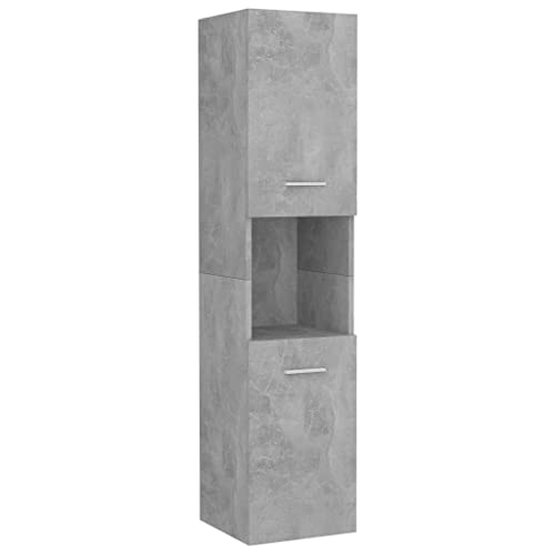 Badezimmerschrank Betongrau 30x30x130 cm Spanplatte von vidaXL