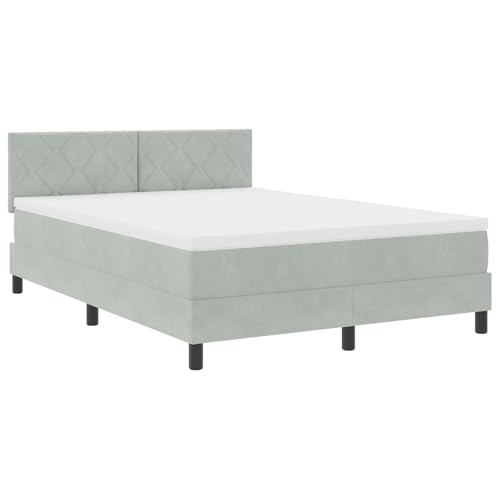 vidaXL Polsterbett aus Samt in Hellgrau 140X200 cm für doppelte Kapazität mit stylischen Schlafzimmermöbeln, robuster Konstruktion und unterstützenden Sperrholzlatten Queen 140 X 200 Luxus Modern vidaXL Polsterbett aus Samt in Hellgrau 140X200 cm für doppelte Kapazität mit stylischen Schlafzimmermöbeln, robuster Konstruktion und unterstützenden Sperrholzlatten Queen 140 X 200 Luxus Modern von vidaXL