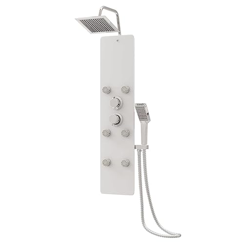 Bussandri Exclusive - Duschpaneel 25x47,5x130 cm Glas weiß von vidaXL