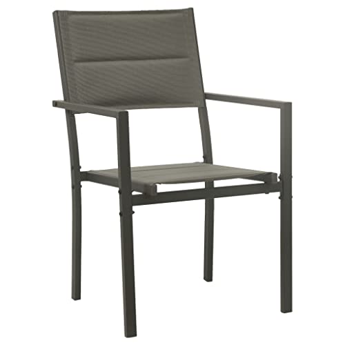 Bussandri Exclusive - Gartenstühle 2 STK. Textilene und Stahl Grau und Anthrazit von vidaXL