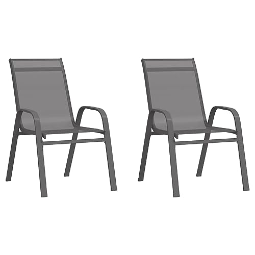 Bussandri Exclusive - Stapelbare Gartenstühle 2 STK. Grau Textilene von vidaXL