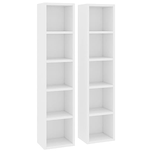 CD-Regale 2 Stk. Weiß 21x16x93,5 cm Spanplatte von vidaXL
