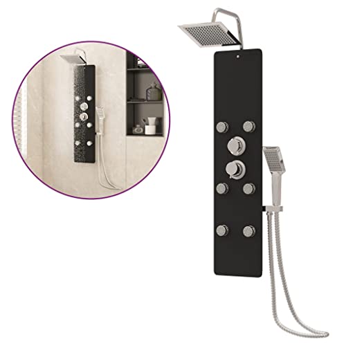 Duschpaneel Glas 25x47,5x130 cm Schwarz von vidaXL