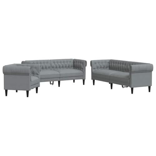 Hellegraues Stoff-Couch-Set fürs Wohnzimmer. 1-Sitzer, 2 und 3 Sitzer. Gemütliche gepolsterte Armlehnen. Abgerundete Beine. Atmungsaktiver und klassischer Stil. Mattierte Oberfläche. Einfache Montage von vidaXL