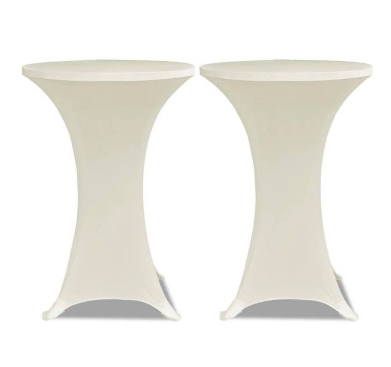vidaXL Hussen-Set 2 x Tischhusse für Stehtisch Stretchhusse Ø80 cm cremefarben von vidaXL