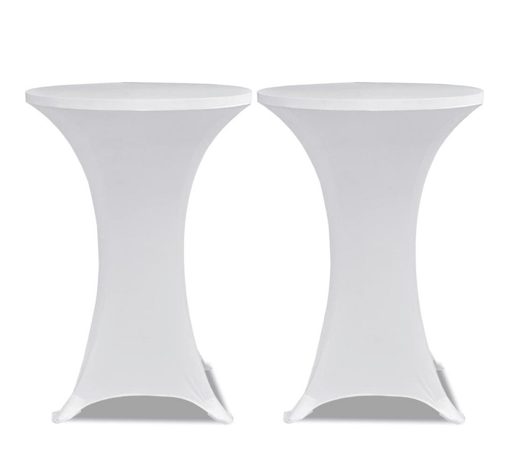 vidaXL Hussen-Set 2 x Tischhusse für Stehtisch Stretchhusse Ø80 cm weiß von vidaXL