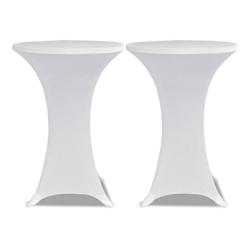 vidaXL Hussen-Set 2 x Tischhusse für Stehtisch Stretchhusse Ø80 cm weiß von vidaXL