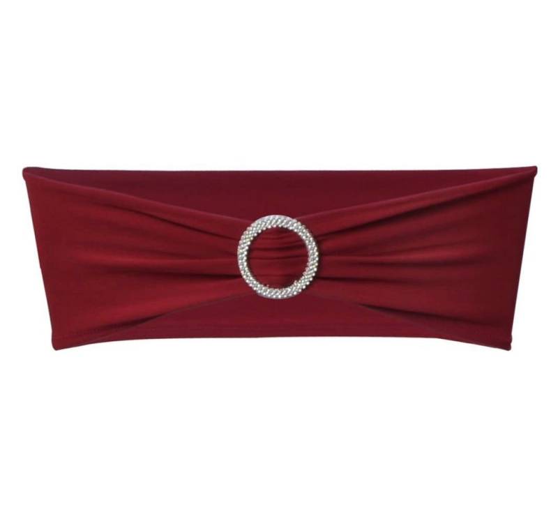 Hussen-Set 25x Stuhlschleifen Stretch Schleifenbänder + Diamant Schnalle Bordeaux, vidaXL von vidaXL