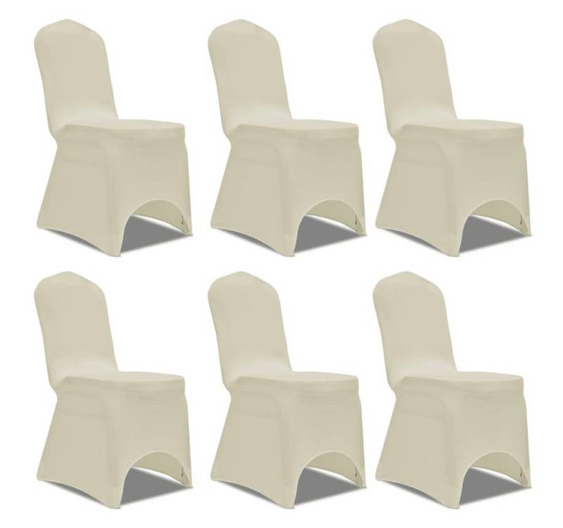vidaXL Hussen-Set 6 x Stuhlhusse Stretchhusse cremefarben von vidaXL