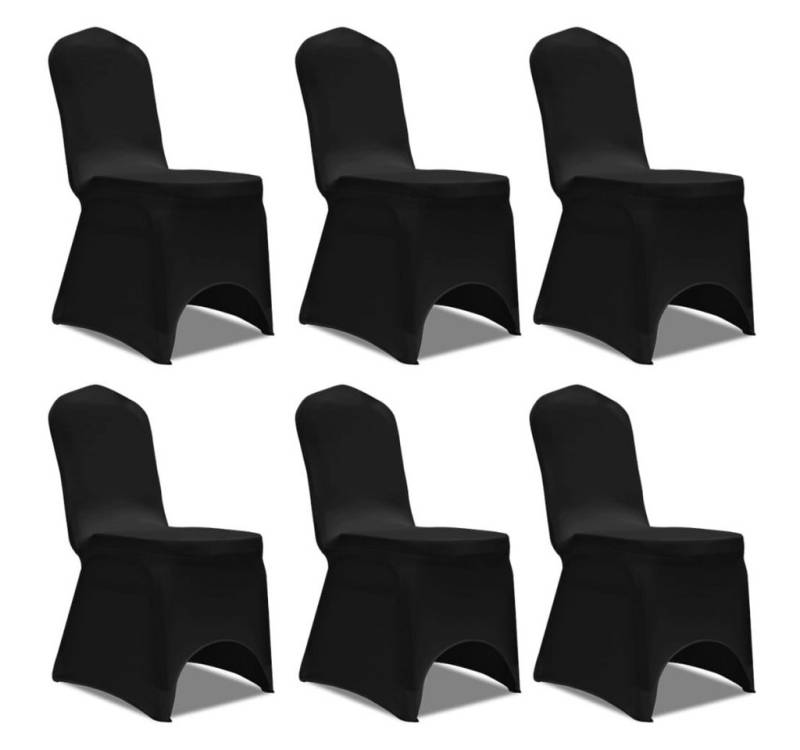 vidaXL Hussen-Set 6 x Stuhlhusse Stretchhusse schwarz von vidaXL