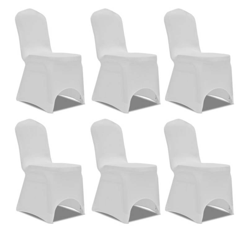 vidaXL Hussen-Set 6 x Stuhlhusse Stretchhusse weiß von vidaXL