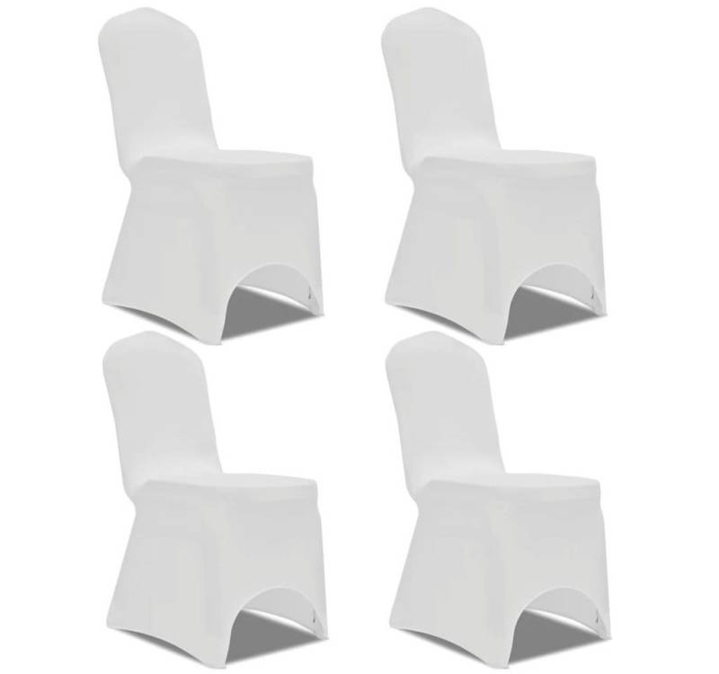 vidaXL Hussen-Set Stretch Stuhlbezug 4 Stück Weiß von vidaXL