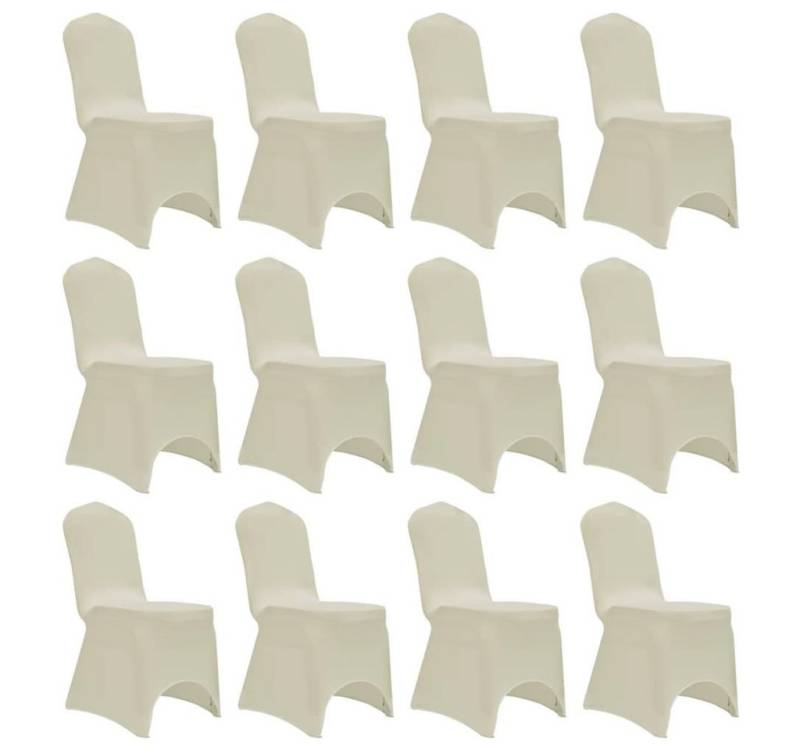 vidaXL Hussen-Set Stretch-Stuhlhussen 12 Stk. Creme von vidaXL