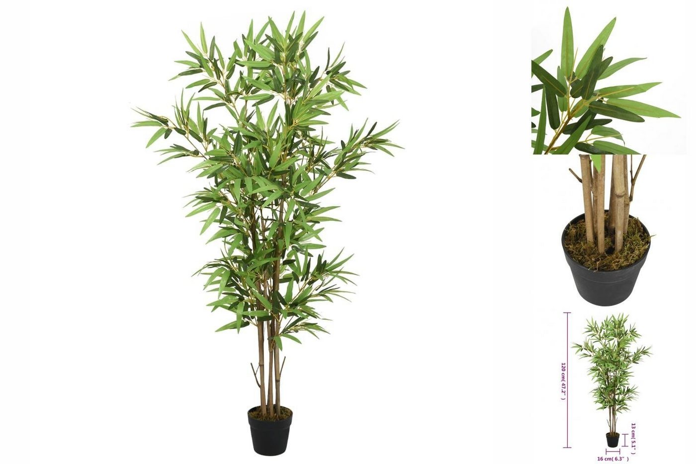 Künstliche Zimmerpflanze Bambusbaum Künstliche Pflanzen 552 Blätter 120 cm Grün, vidaXL, Höhe 0 cm von vidaXL