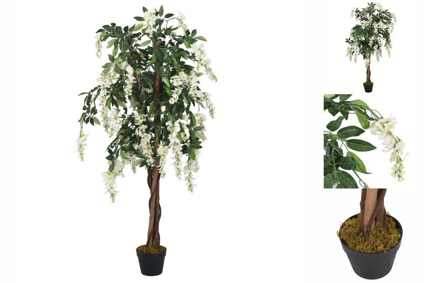 Künstliche Zimmerpflanze Glyzinienbaum Künstliche Pflanzen 840 Blätter 120 cm Grün und Weiß, vidaXL, Höhe 0 cm von vidaXL