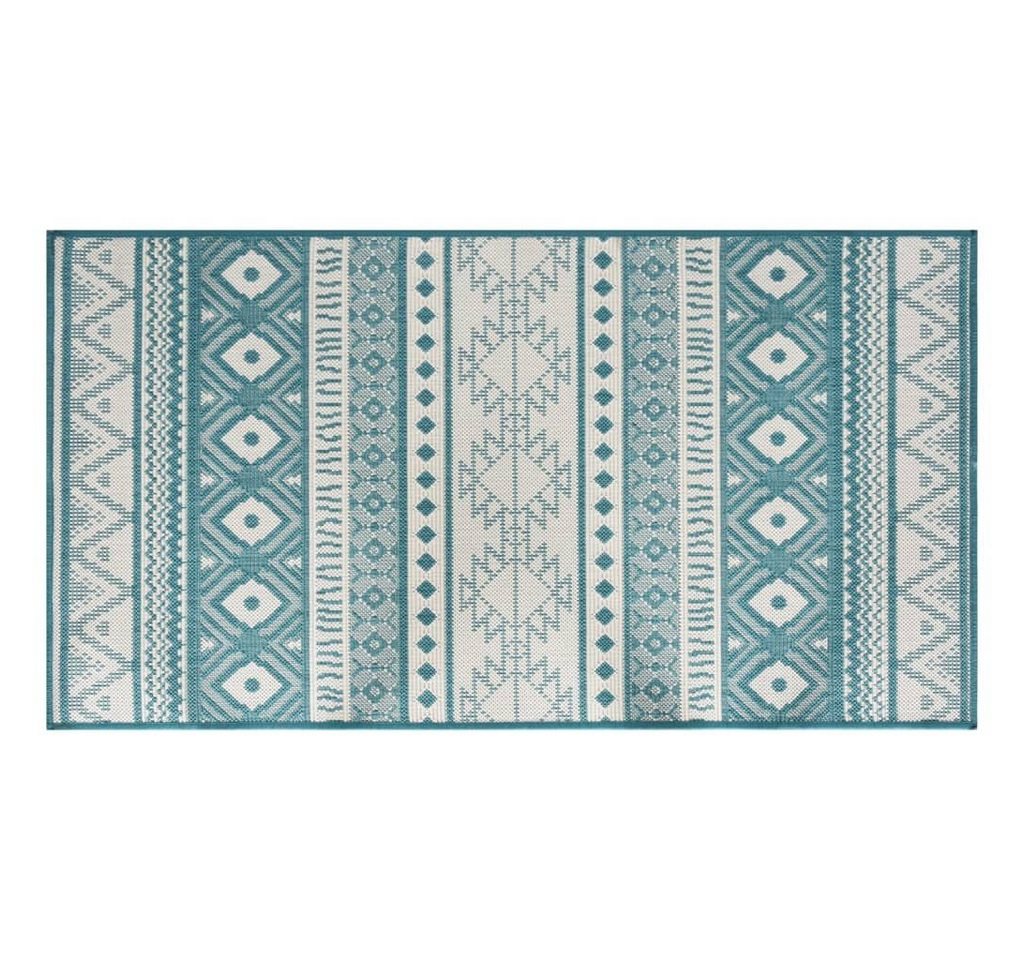 Outdoorteppich Outdoor-Teppich Aquablau und Weiß 80x150 cm Beidseitig Nutzbar, vidaXL von vidaXL