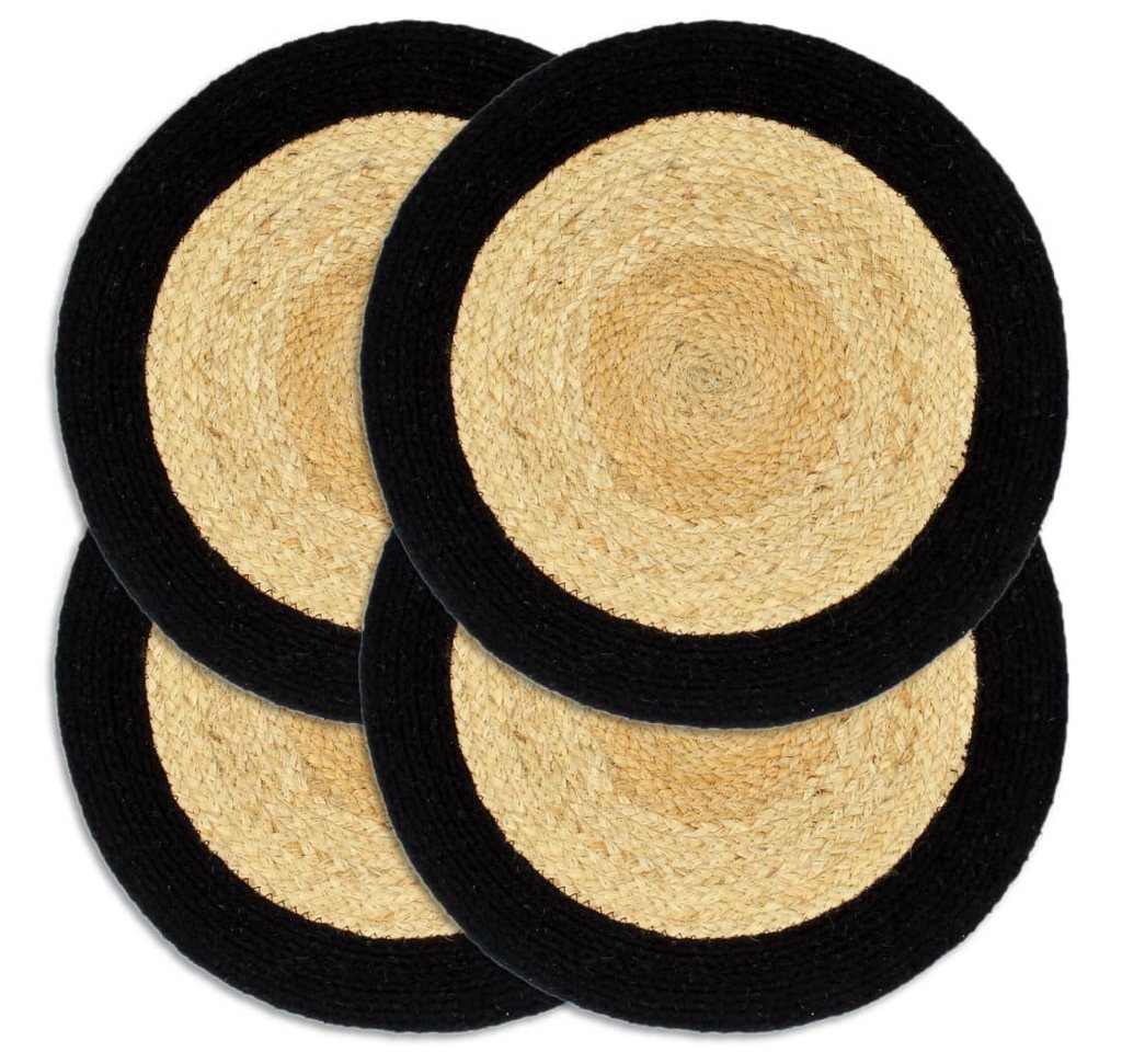 Platzset, Tischsets 4 Stk. Natur und Schwarz 38 cm Jute und Baumwolle, vidaXL, (4-St) von vidaXL