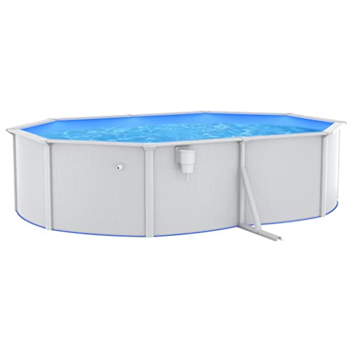Pool mit Stahlwand Oval 490x360x120 cm Weiß von vidaXL