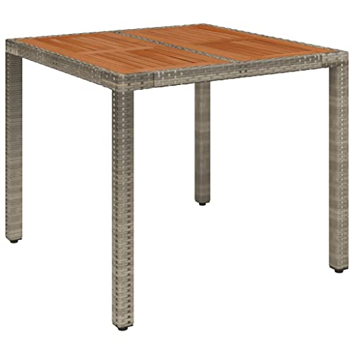 Revera Gartentisch aus Holz, grau, 90 x 90 x 75 cm, Polyrattan von vidaXL