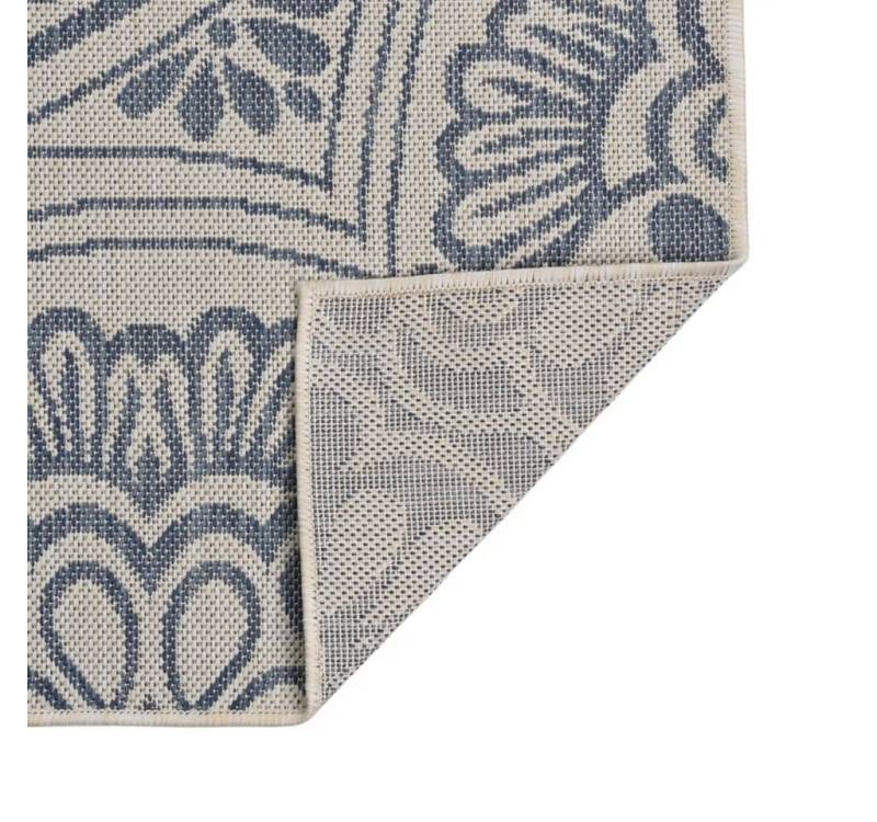 vidaXL Teppich, Outdoor-Teppich Flachgewebe 100x200 cm Blaues Muster von vidaXL