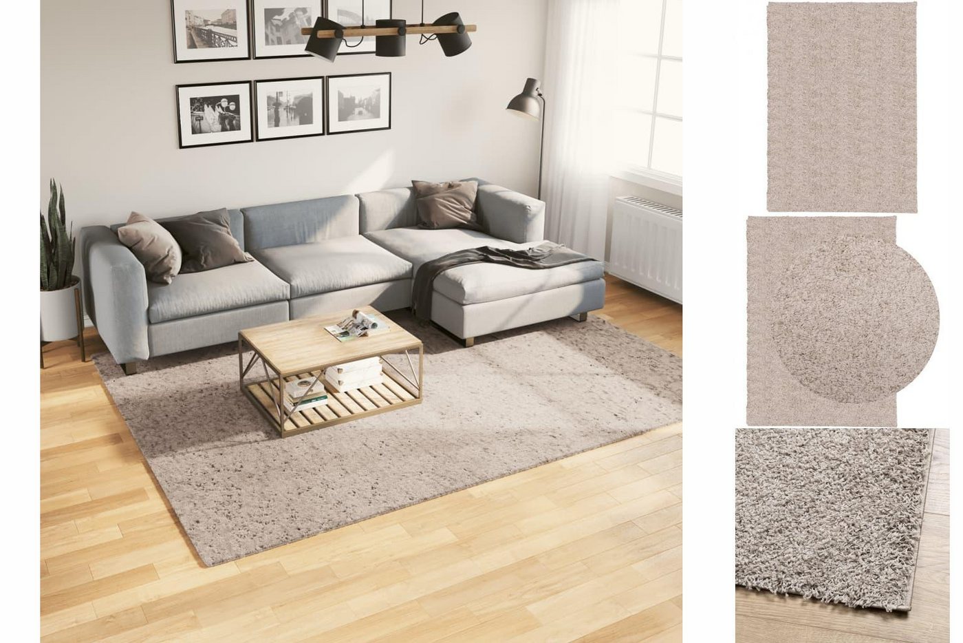 Teppich Shaggy-Teppich PAMPLONA Hochflor Modern Beige 200x280 cm, vidaXL, Höhe: 0 mm von vidaXL