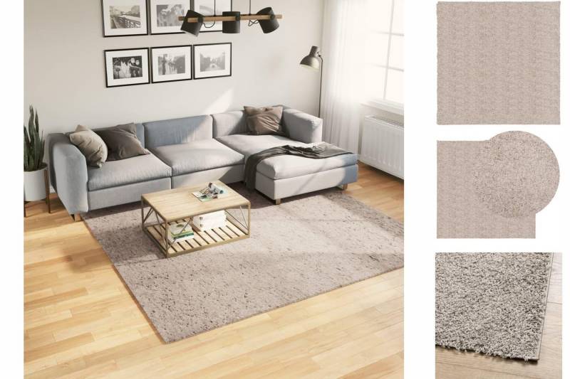 Teppich Shaggy-Teppich PAMPLONA Hochflor Modern Beige 240x240 cm, vidaXL, Höhe: 0 mm von vidaXL