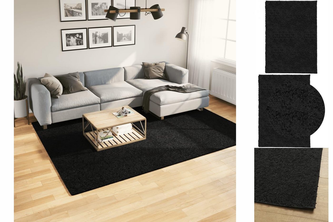 Teppich Shaggy-Teppich PAMPLONA Hochflor Modern Schwarz 200x280 cm, vidaXL, Höhe: 0 mm von vidaXL