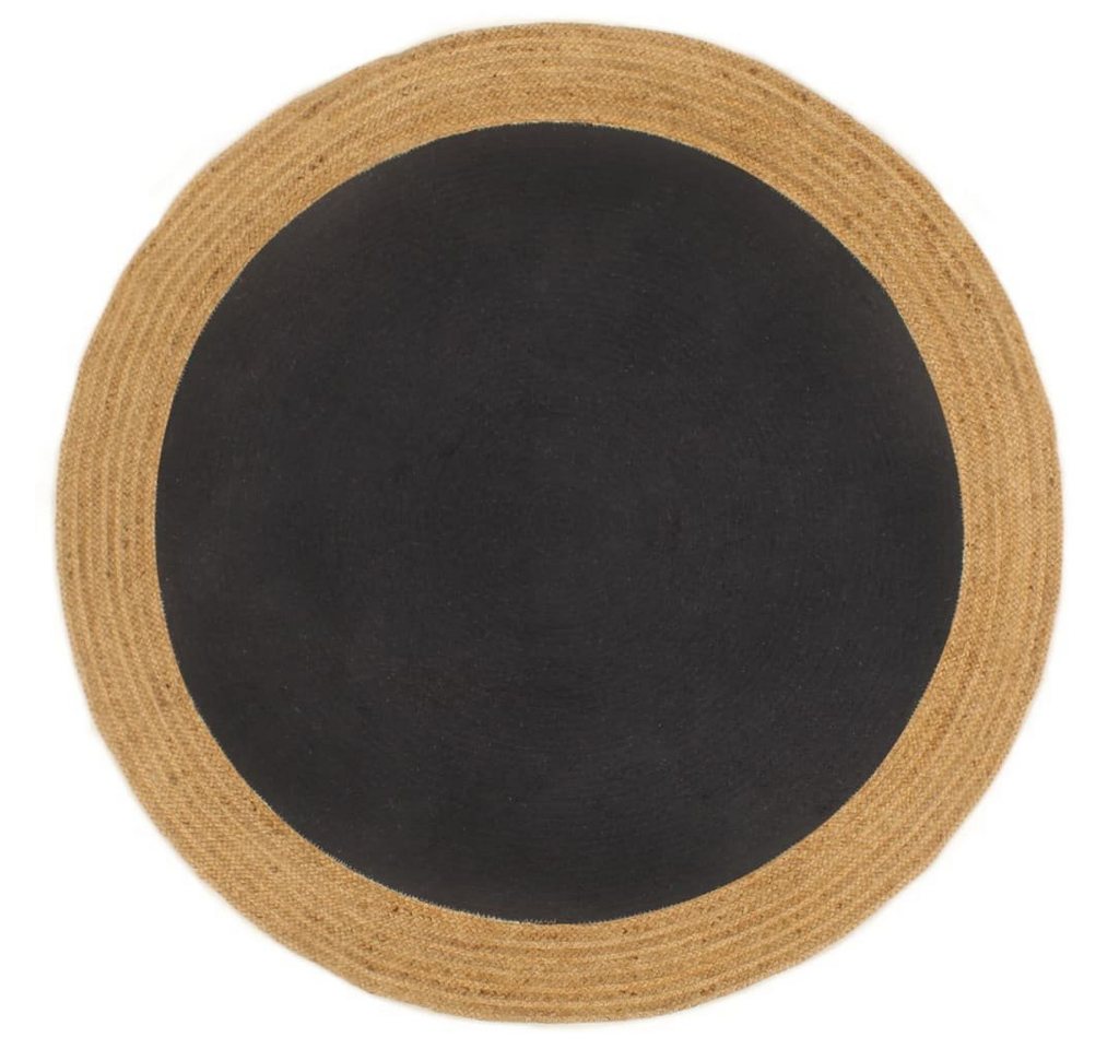 Teppich Teppich Geflochten Schwarz & Natur 90 cm Jute & Baumwolle Rund, vidaXL, Runde von vidaXL