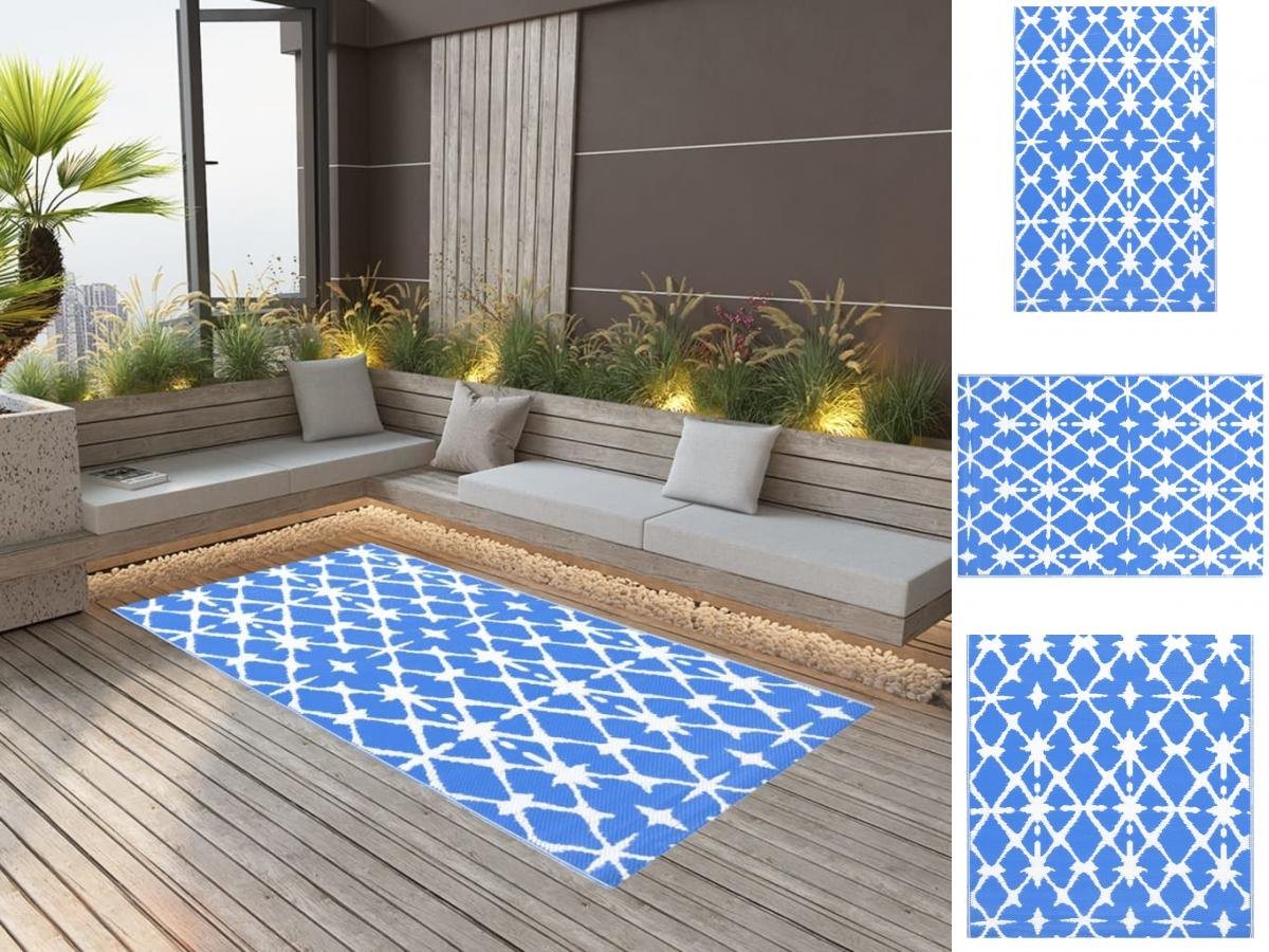 Teppich Teppich Terrasse Camping Outdoor draußen Vorzelt Blau und Weiß 160x230, vidaXL, Höhe: 230 mm von vidaXL