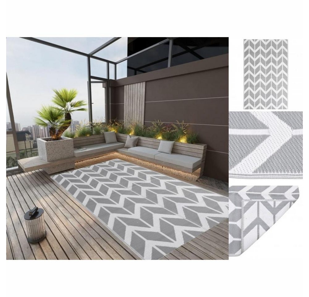 Teppich Teppich Terrasse Camping Outdoor draußen Vorzelt Grau 190x290 cm PP, vidaXL, Höhe: 290 mm von vidaXL