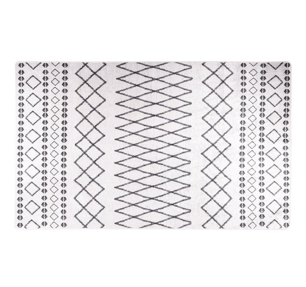Teppich Teppich Waschbar Schwarz und Weiß 120x170 cm Rutschfest, vidaXL, Rechteckig von vidaXL