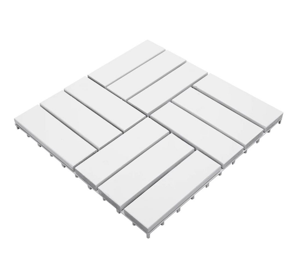 Teppichboden Terrassenfliesen 10 Stk. Weiß 30x30 cm Massivholz Akazie, vidaXL von vidaXL