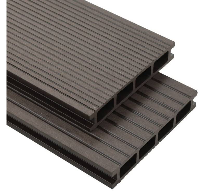 vidaXL Teppichboden WPC Hohlkammer Terrassendielen + Zubehör 16m² 2,2m Dunkelbraun, Höhe: 2.5 mm von vidaXL